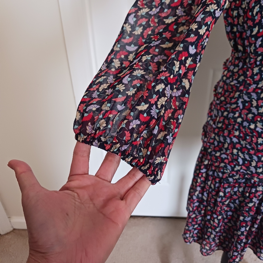 Shoshanna Bari Shirred Floral Print Silk Dress - Picture 10 of 16